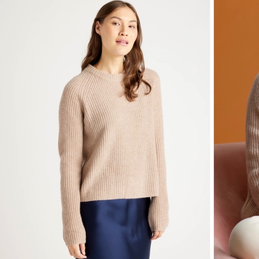 Quince Mongolian Cashmere Fisherman Crewneck Sweater